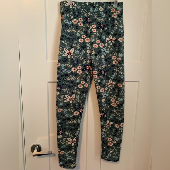 Flower print fleece lined cozy comfort leggings size L/XL - Picture 1 of 3